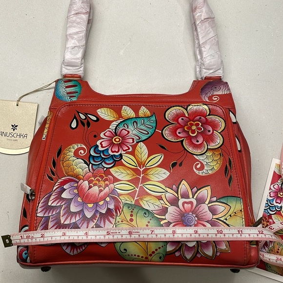 Anuschka Red Floral Shoulder Bag - Picture 5 of 11